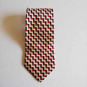Tongue Tied by Tom McLelland Geometric Red Black & Cream Silk Neck Tie